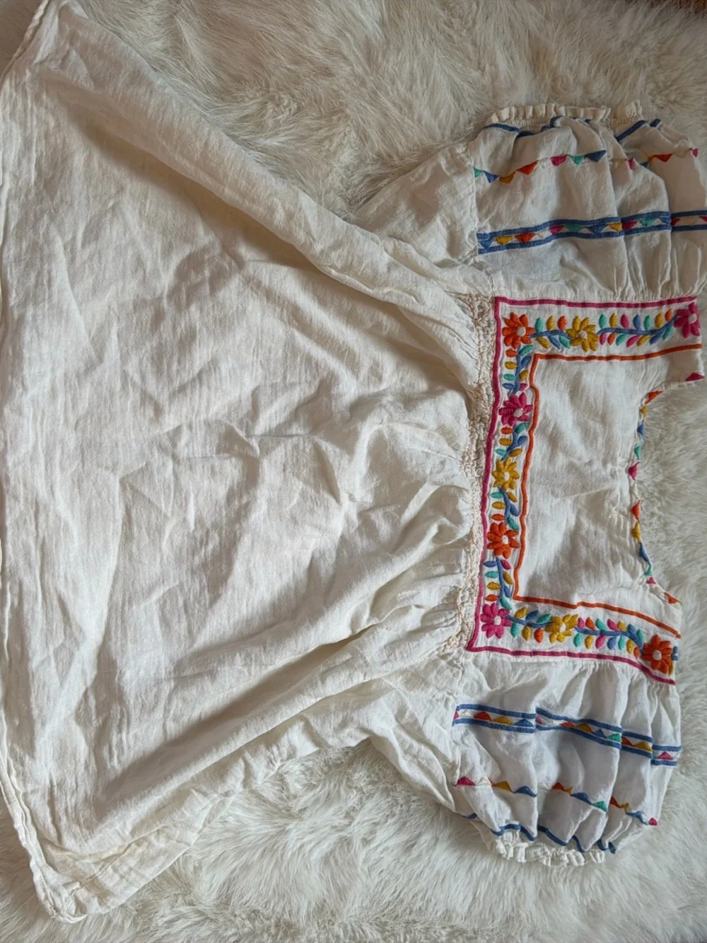 THML White Boho Embroidered Floral Peasant Blouse - Picture 5 of 5